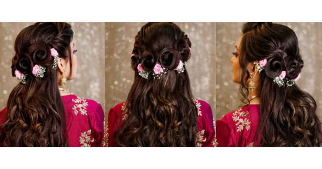 Pink Bridal Saree | Bridal hairstyle indian wedding, Hair style on saree, Wedding  hairstyles